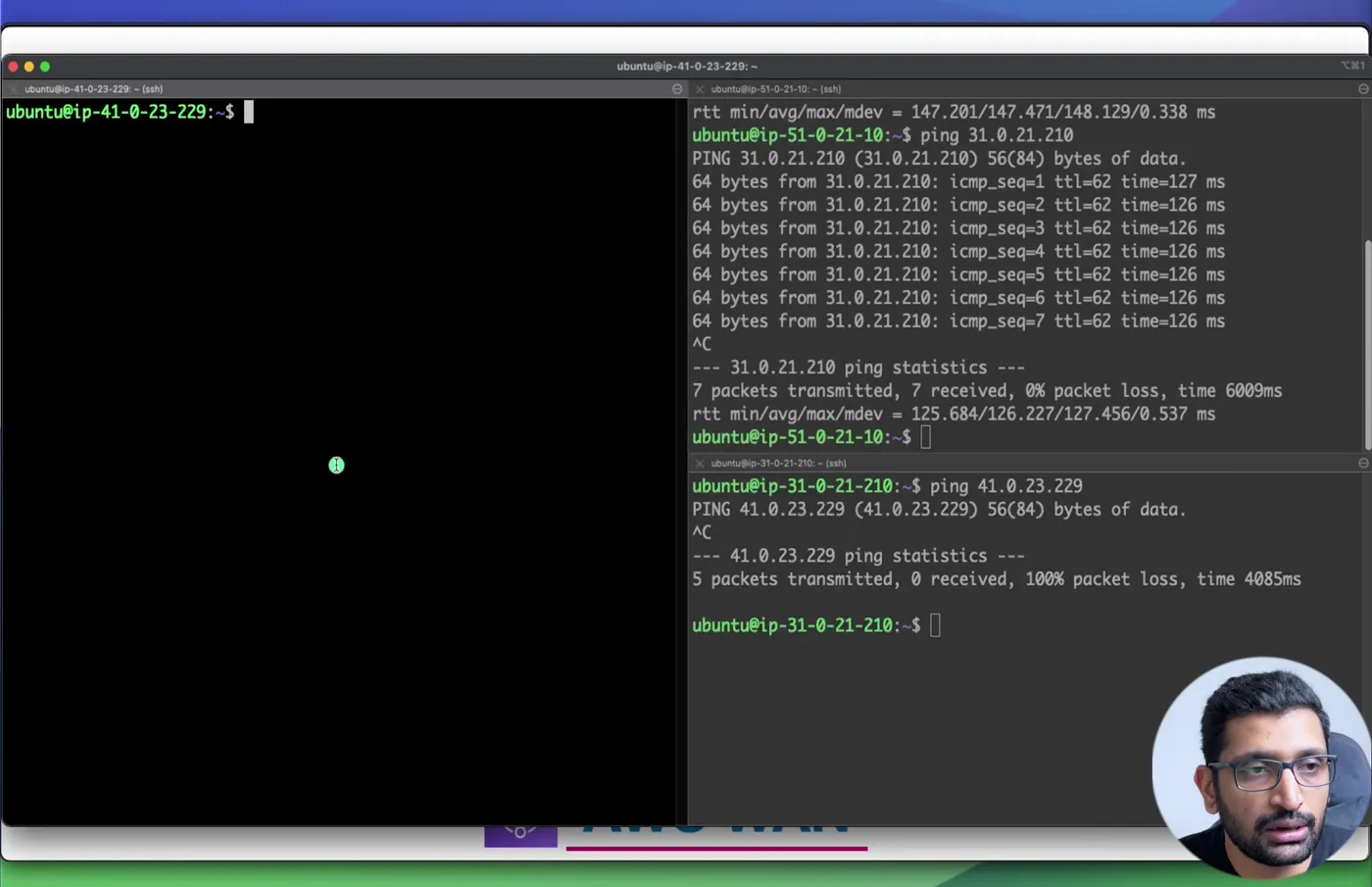 From dev to prod: 100 percent packet loss, the development segment has no route to 41.0.0.0/16